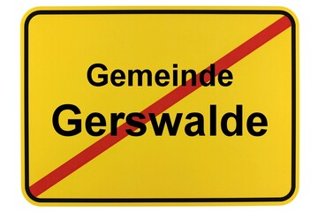 Illustration eines Ortsschildes der Gemeinde Gerswalde in Brandenburg