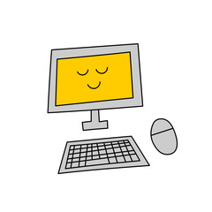 スリープ状態のパソコンのラフなイラスト