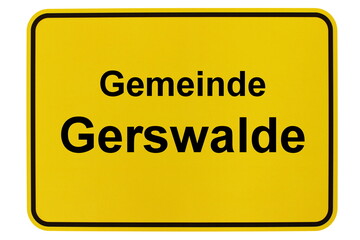Illustration eines Ortsschildes der Gemeinde Gerswalde in Brandenburg