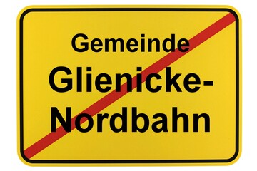 Illustration eines Ortsschildes der Gemeinde Glienicke-Nordbahn in Brandenburg