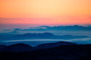Fototapeta na wymiar Good morning mountains. Sunrise landscape from the Sierra Nevada mountain range, Spain.