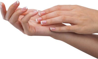 Beautiful woman's nails with beautiful french manicure