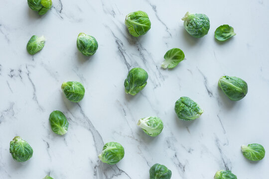 brussels sprouts on a marble background