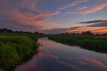 Fototapeta na wymiar Beauty sunset over the river, Southern Poland