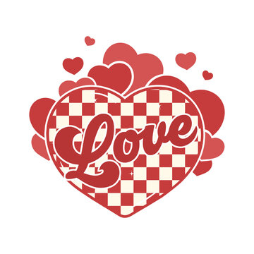 checkered love haert png design