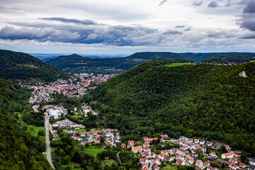 View from Lichtenstein castle in the mountains