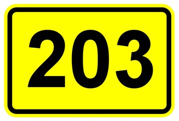 Illustration eines Bundesstra&szlig;enschildes der B 203 in Deutschland