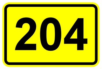 Illustration eines Bundesstra&szlig;enschildes der B 204 in Deutschland