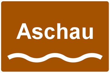 Illustration eines Flussnamenschildes des Flusses 