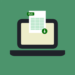 file icon download to laptop or computer. Document downloading concept. Microsoft Excel (xls) or (xlsx)