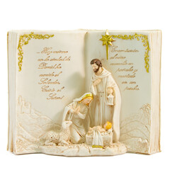 Adorno navideño libro con la sagrada familia