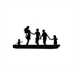 A family silhouette vector art.
