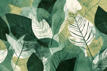Green leaves collage background
