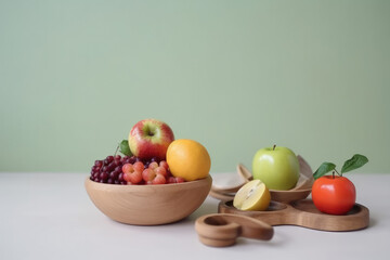 Apples in a wooden plate.
