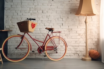 Retro bicycle with heart pattern.