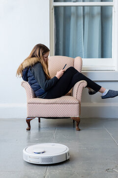 robot vacuum cleaner at work