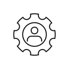 Man gear line icon on white. Editable stroke
