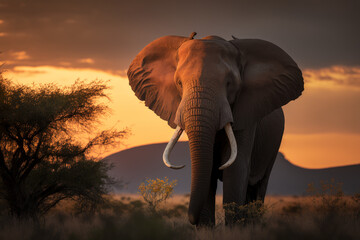 Fototapeta na wymiar Photography of an Elephant made with Generative AI