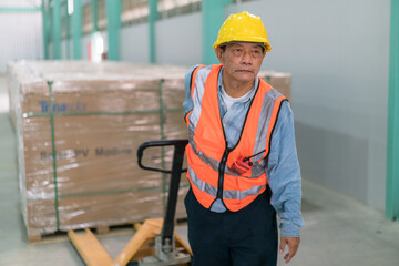 Engineer with plan under checking the industry . Professional engineering and manager, logistic worker warehouse, check in factory, warehouse Workshop for factory operators.