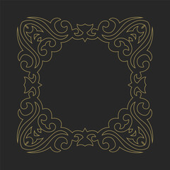 The gold frame on a black background