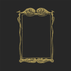The gold frame on a black background