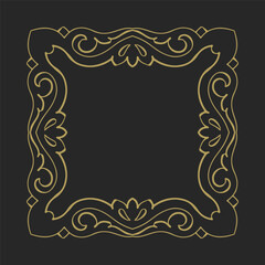 The gold frame on a black background