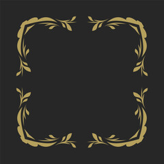 A frame with a gold border on a black background
