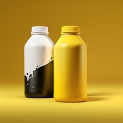 Spray-Painted Bottles in Vibrant Yellow and White: A Bold and Eye-Catching Display