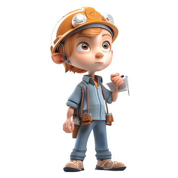 Professional 3D Engineer with Hard Hat Great for Architecture or Engineering Services PNG Transparent Background