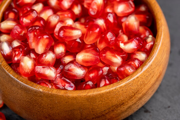 Red ripe pomegranate seeds with lots of juice