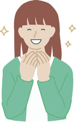 喜ぶ女性のシンプルイラスト