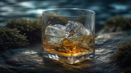 glass of whiskey created with Generative AI technology