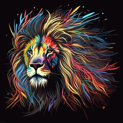 Majestic lion , artistic graphic design,portrait - Generative Ai
