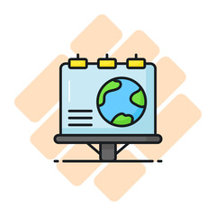 World globe on advertisement board denoting vector design of ecology advertisement in modern style, world earth day icon