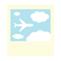 Naklejka premium Photo of a flying plane and clouds