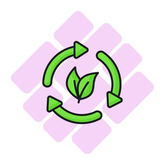 Leaves with recycling arrows showing concept icon of eco recycling, easy to use vector