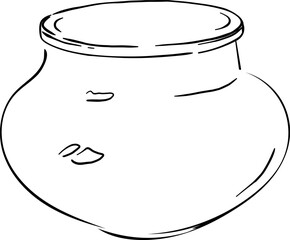Ceramic jug. Old vase. Large clay pitcher for milk. Rustic pottery. hand-drawn vector illustration, sketch.