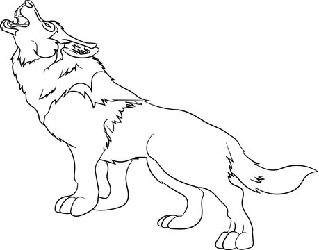 Vector howling cartoon werewolf clip art. vector illustration with simple gradients.