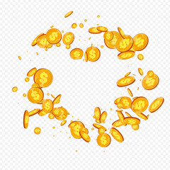 Flow Gold Dollar Vector Transparent Background.