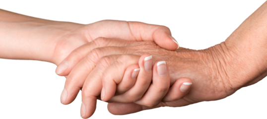 Young Woman's Hand Touching and Holding an Old Hand