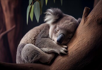 Sleeping Koala in a Tree. Generative AI