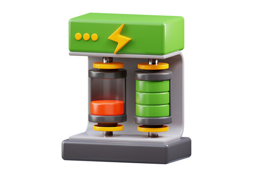 3d rendering of electric car battery charging station. suitable for your projects related to green energy, electric car, and renewable energy	
