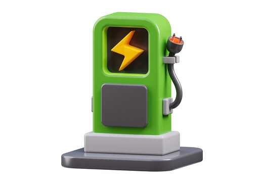 3d rendering of electric car charging station. suitable for your projects related to green energy, electric car, and renewable energy	
