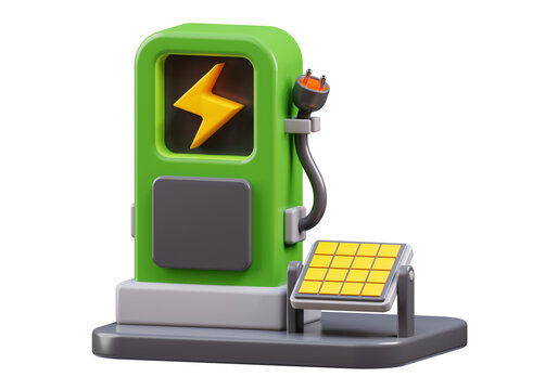 3d rendering of electric car charging station with solar panel. suitable for your projects related to green energy, electric car, and renewable energy	
