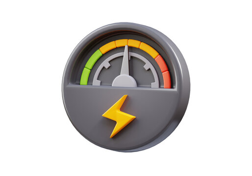 3d rendering of electric car speedometer. suitable for your projects related to green energy, electric car, and renewable energy	

