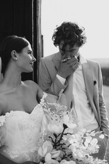 Young wedding couple on their wedding
