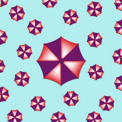 Vector illustration colorful fly, soaring umbrellas background - 589559387