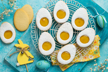 Easter egg cookies with lemon jam filling