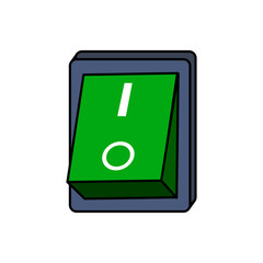 Green switch buttons,  illustration of a square toggle switch buttons