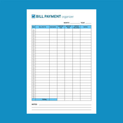 Bill payment organizer tracker book interior for Amazon KDP Low content book